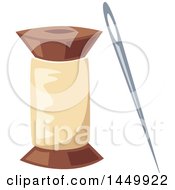 Clipart Graphic Of A Needle And Spool Of Thread Royalty Free Vector Illustration