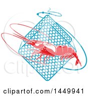 Poster, Art Print Of Red Shrimp And Netting