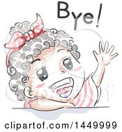 Poster, Art Print Of Retro Sketched Black Girl Waving And Saying Bye