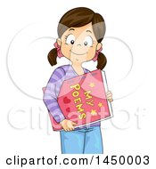 Poster, Art Print Of Happy Brunette White Girl Carrying A Book Of Her Poems