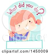 Clipart Graphic Of A Happy Red Haired White Girl Asking What Did You Do Over Text Space Royalty Free Vector Illustration