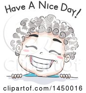 Poster, Art Print Of Retro Sketched Boy Grinning Under Have A Nice Day Text