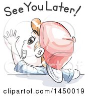 Clipart Graphic Of A Retro Sketched White Boy Waving Under See You Later Text Royalty Free Vector Illustration