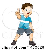 Poster, Art Print Of Happy Brunette White Boy Pointing