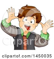 Poster, Art Print Of Brunette Caucasian Boy Making A Funny Face