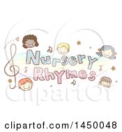 Poster, Art Print Of Sketched Group Of Children With Nursery Rhymes Text