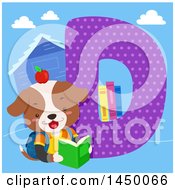 Clipart Graphic Of A Cute Dog With The Letter D Royalty Free Vector Illustration