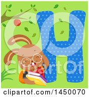 Clipart Graphic Of A Cute Hare With The Letter H Royalty Free Vector Illustration