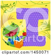 Poster, Art Print Of Cute Iguana With The Letter I