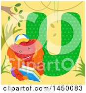 Poster, Art Print Of Cute Uakari With The Letter U