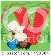 Poster, Art Print Of Cute Vulture With The Letter V