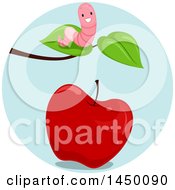 Clipart Graphic Of A Happy Preposition Worm Above An Apple Royalty Free Vector Illustration by BNP Design Studio