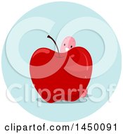 Poster, Art Print Of Happy Preposition Worm Behind An Apple