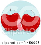 Poster, Art Print Of Happy Preposition Worm Between Apples