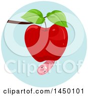 Poster, Art Print Of Happy Preposition Worm Under An Apple