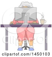 Poster, Art Print Of Happy White Haired Senior White Woman Sitting Behind A Computer At A Desk