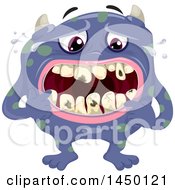 Clipart Graphic Of A Spotted Monster Worrying About Rotting Teeth Royalty Free Vector Illustration