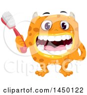Poster, Art Print Of Spotted Monster Holding A Toothbrush And Showing His Clean Teeth