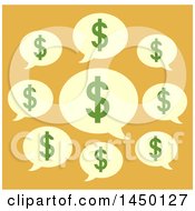 Clipart Graphic Of A Group Of Dollar Sign Speech Balloons On Yellow Royalty Free Vector Illustration