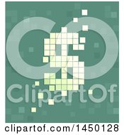 Poster, Art Print Of Pixel Dollar Sign Currency Symbol On Green