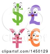 Poster, Art Print Of Pound Dollar Yen And Euro Currency Sybmols Mascots