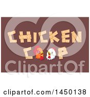 Poster, Art Print Of Chicken Coop Text Design With A Rooster And Hen On Brown