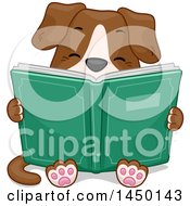 Poster, Art Print Of Cute Dog Sitting And Reading A Book