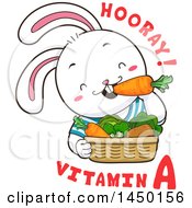Poster, Art Print Of Cute Rabbit Eating Produce With Hooray Vitamin A Text