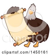 Clipart Graphic Of A Bald Eagle Holding A Blank Scroll Royalty Free Vector Illustration