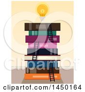 Clipart Graphic Of A Light Bulb Above A Stack Of Books With Ladders Royalty Free Vector Illustration by BNP Design Studio