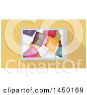 Clipart Graphic Of A Smart Phone With A Book Wallpaper Over Yellow Royalty Free Vector Illustration