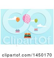 Clipart Graphic Of Patterned Balloons And Floating Books In The Sky Royalty Free Vector Illustration