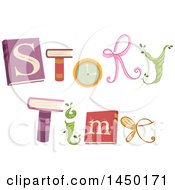 Poster, Art Print Of Story Time Word Design With Books And Icons