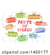 Poster, Art Print Of Flash Card Mascots Of The Different Parts Of Speech