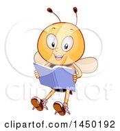 Poster, Art Print Of Happy Bee Mascot Reading A Book