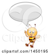 Poster, Art Print Of Happy Bee Mascot Holding Up A Finger And Talking