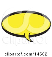 Circular Shaped Word Balloon With A Yellow Background And Bold Black Outline Clipart Illustration