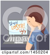 Clipart Graphic Of A Sad Woman Or Teenage Girl Crying After Being Bullied Online Royalty Free Vector Illustration