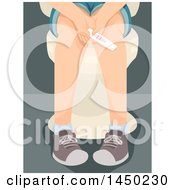 Clipart Graphic Of A Teenage Girl Sitting On A Toilet And Holding A Positive Pregnancy Test Royalty Free Vector Illustration by BNP Design Studio