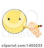 Clipart Graphic Of A Childs Hand Drawing A Smiley Face Royalty Free Vector Illustration