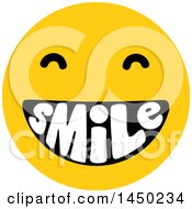 Poster, Art Print Of Happy Yellow Smiley Face With Smile In His Mouth