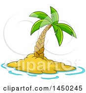 Cartoon Lone Palm Tree On A Tropical Island