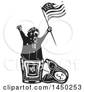 Poster, Art Print Of Politician Holding An American Flag And Popping Out Of A Russian Matryoshka Nesting Doll