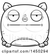 Poster, Art Print Of Cartoon Black And White Lineart Bored Pig Character Mascot