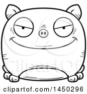 Poster, Art Print Of Cartoon Black And White Lineart Evil Pig Character Mascot