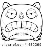 Poster, Art Print Of Cartoon Black And White Lineart Mad Pig Character Mascot