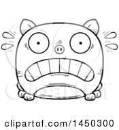 Poster, Art Print Of Cartoon Black And White Lineart Scared Pig Character Mascot
