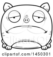 Poster, Art Print Of Cartoon Black And White Lineart Sad Pig Character Mascot