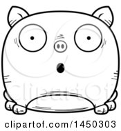 Poster, Art Print Of Cartoon Black And White Lineart Surprised Pig Character Mascot