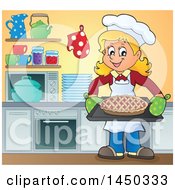 Poster, Art Print Of Happy Woman Baking A Pie In A Kitchen
